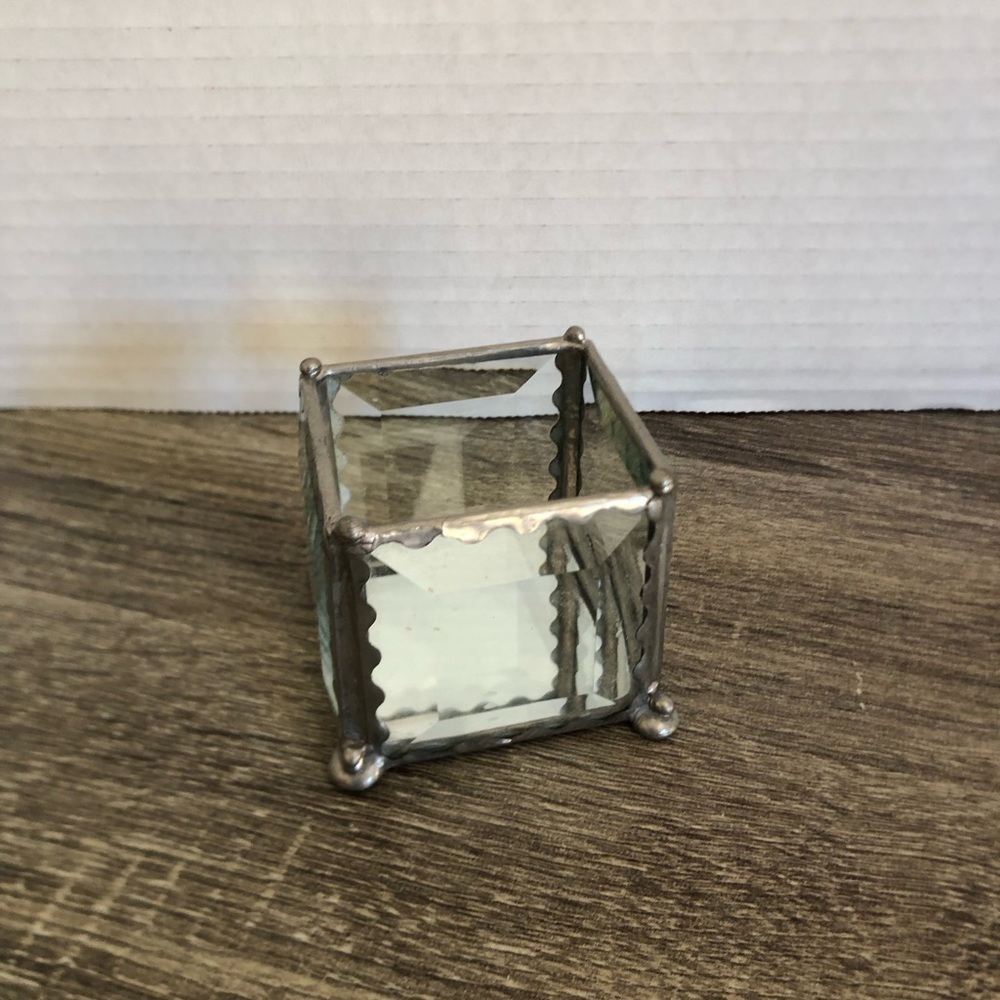 Vtg Beveled Glass Box with Mirrored Bottom